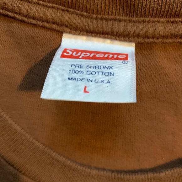 Brown Supreme Logo Tee front and back logo Size Large - Picture 4 of 4